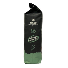 Black Insomnia Coffee cup steaming highlighting strong wakefulness and taste