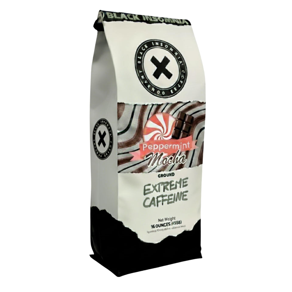 Black Insomnia packaging front highlights high-caffeine coffee