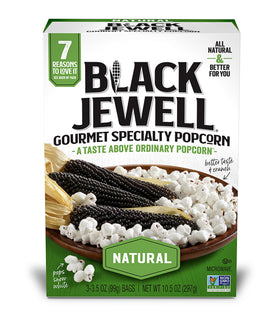 Black Jewell gourmet popcorn pack of six boxes for easy snacking.