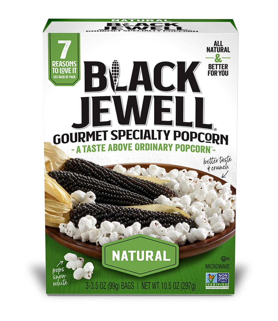 Black Jewell gourmet popcorn pack of six boxes for easy snacking.