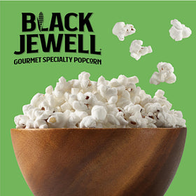 Black Jewell natural, non-GMO popcorn in chemical-free bags.