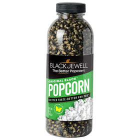 Black Jewell original black popcorn kernels in a 6-pack bag for easy stocking.