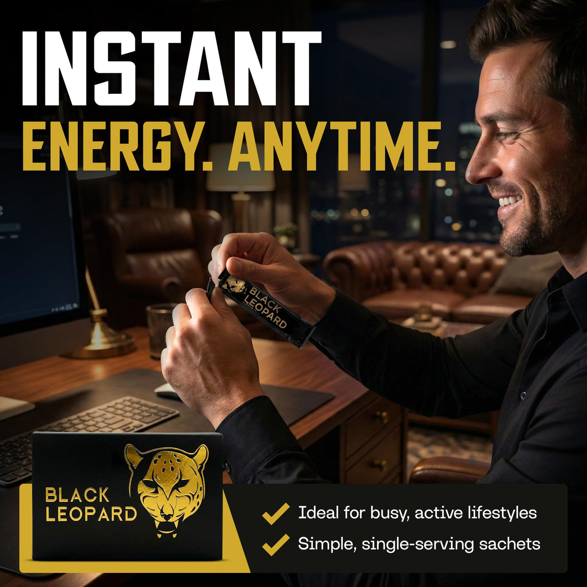 Black Leopard Honey Packs bee pollen detail, enriched sweetness with natural nutrients.