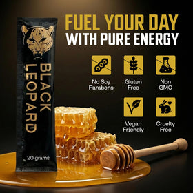 Black Leopard Honey Packs in tea, a versatile natural sweetener option.