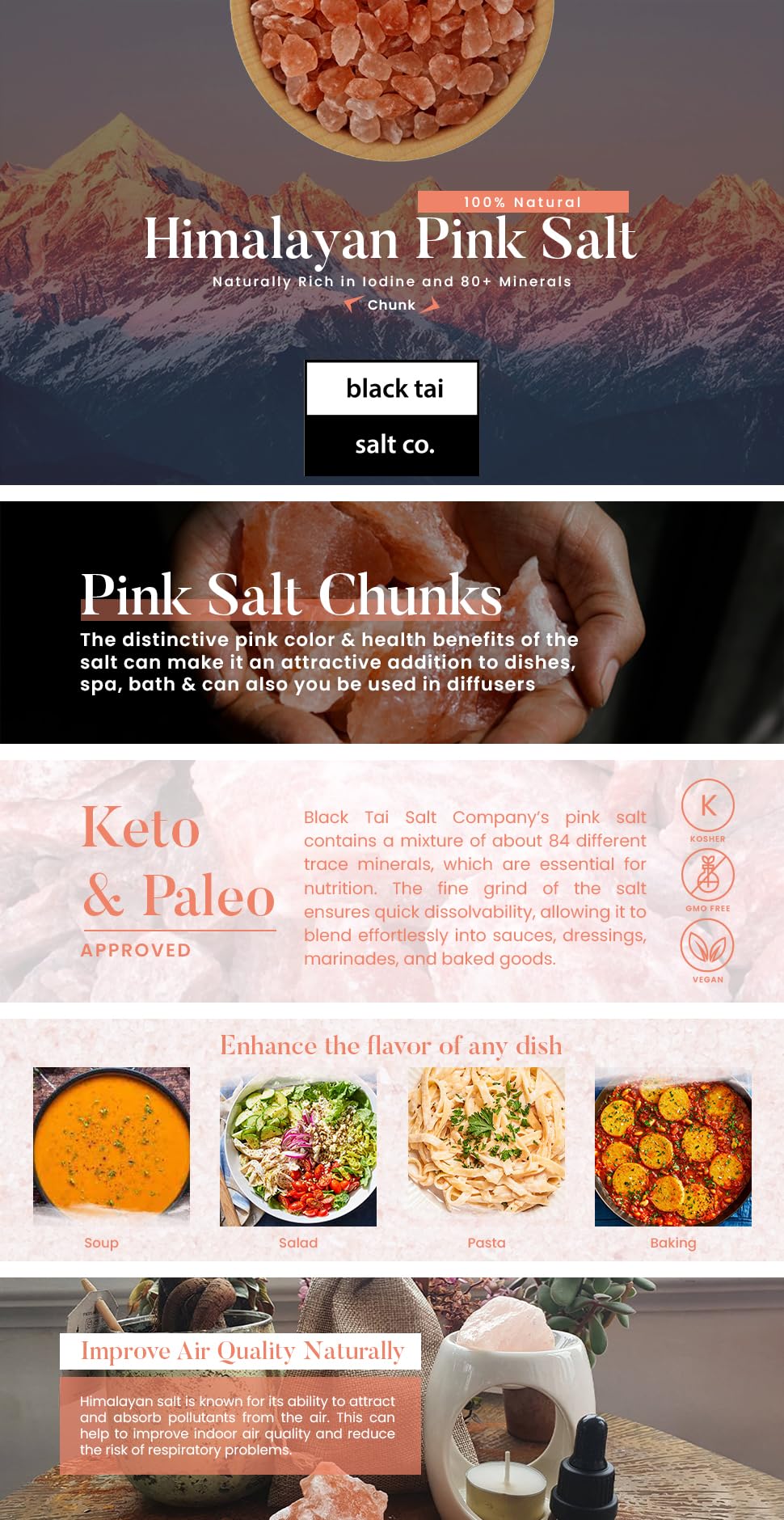 Black Tai Salt Co. edible sole rocks for finishing and cooking