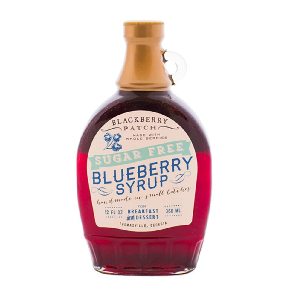 Blackberry Patch N's Wild Blueberry Syrup bottle ready for breakfast drizzle