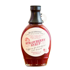 Blackberry Patch Strawberry Syrup bottle front view, ideal for breakfast pancakes.