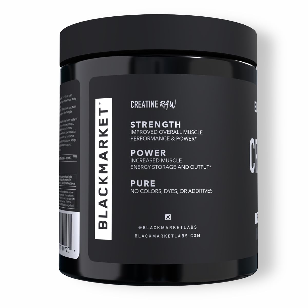 BLACKMARKET RAW Creatine powder mixed in shaker bottle