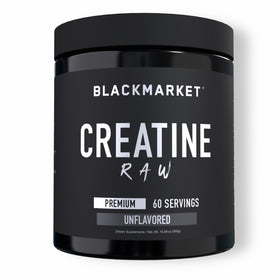 BLACKMARKET RAW Creatine powder in a jar for strength and performance