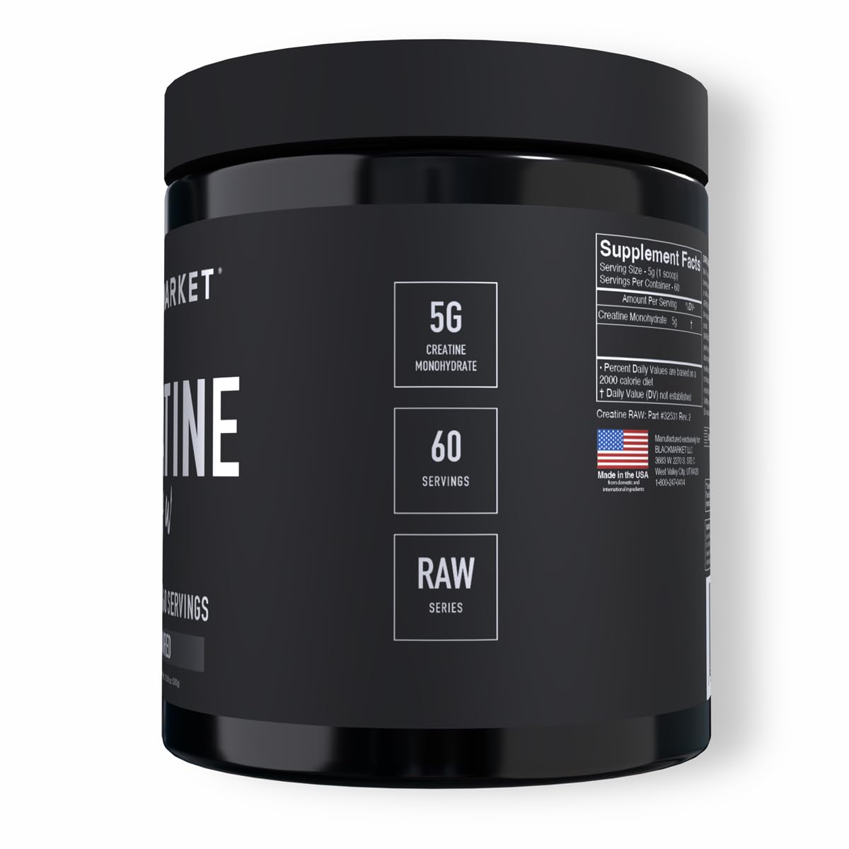BLACKMARKET RAW Creatine being scooped for quick mixing