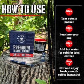 Blackout Coffee 32-count box front highlighting value and readiness.