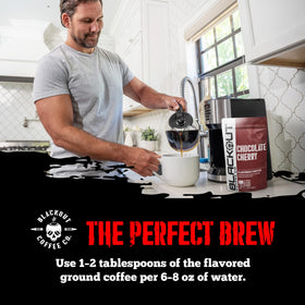 Blackout Coffee Co. counter scene shows a ready-to-brew setup.