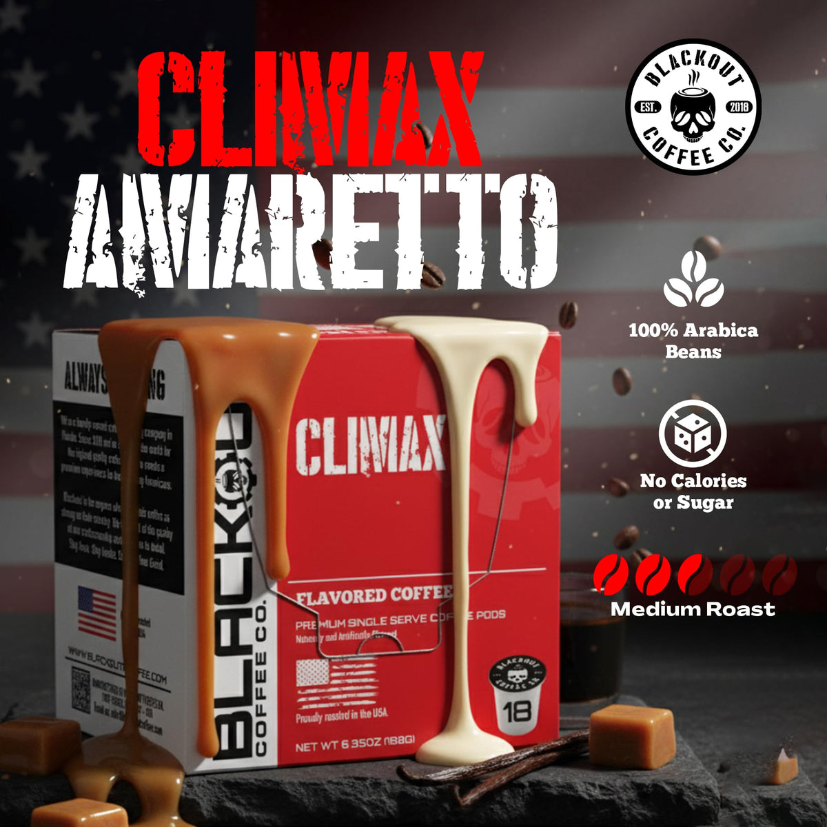 Blackout Coffee Climax pods have no added sugars or calories