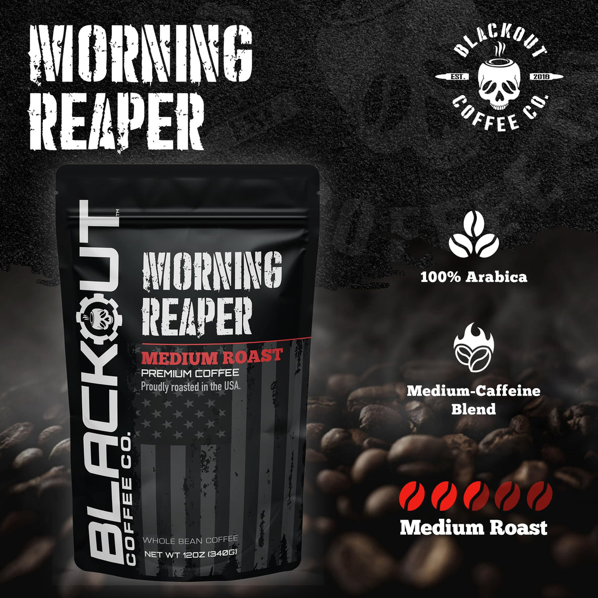 Blackout Coffee Morning Reaper grind-before-brew enables fresh-ground flavor and optimal extraction.