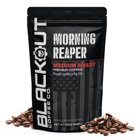 Blackout Coffee Morning Reaper whole beans deliver bold, smooth base for a satisfying morning brew.