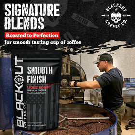 Blackout Coffee Co roasted in America, supporting local roasters and community.