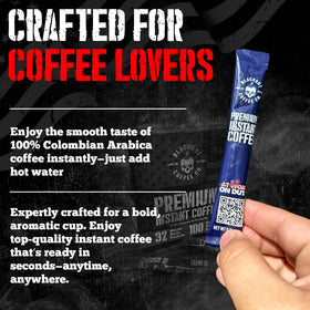 Blackout Coffee single-serve packets designed for portable use.