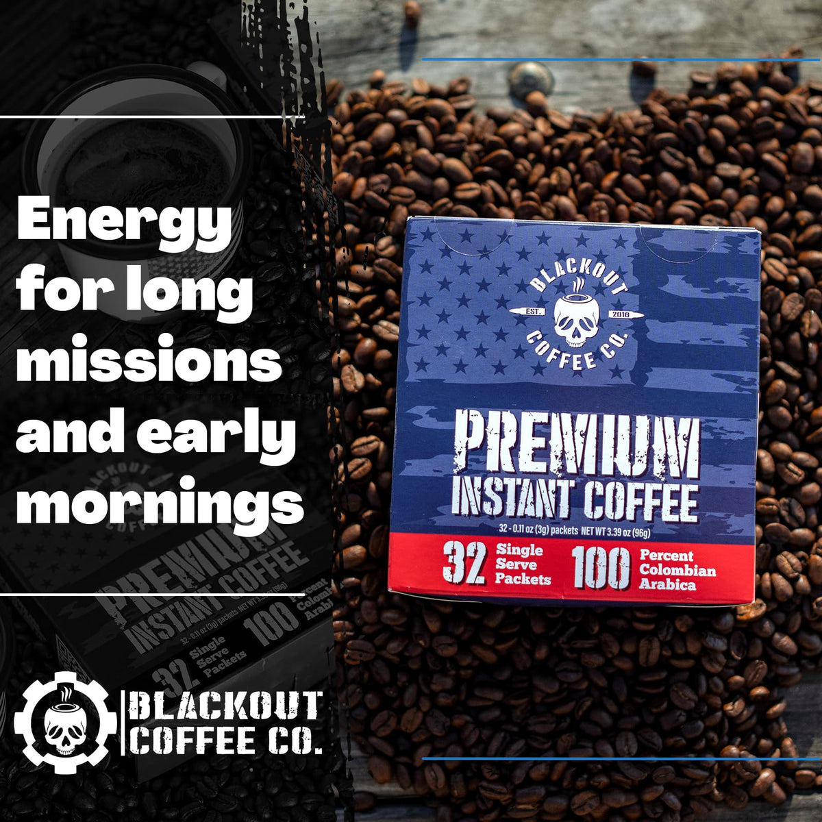 Blackout Coffee travel-friendly packaging ready for road trips and adventures.