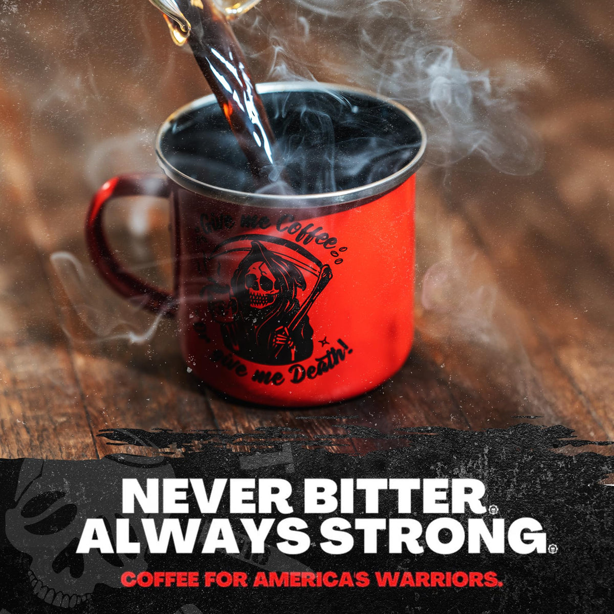 Note about supporting troops: two cups donated per purchase.