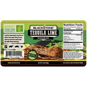 BLACKSTONE Tequila Lime grilled meat demonstration on a hot barbecue.