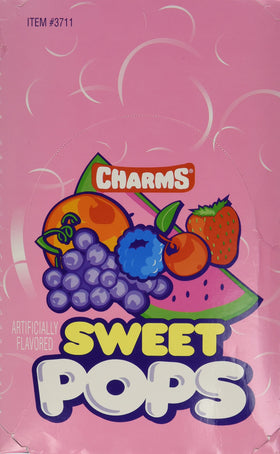 Closeup of Blair Candy Charms Sweet Pops showing assorted flavors and colorful wrappers.