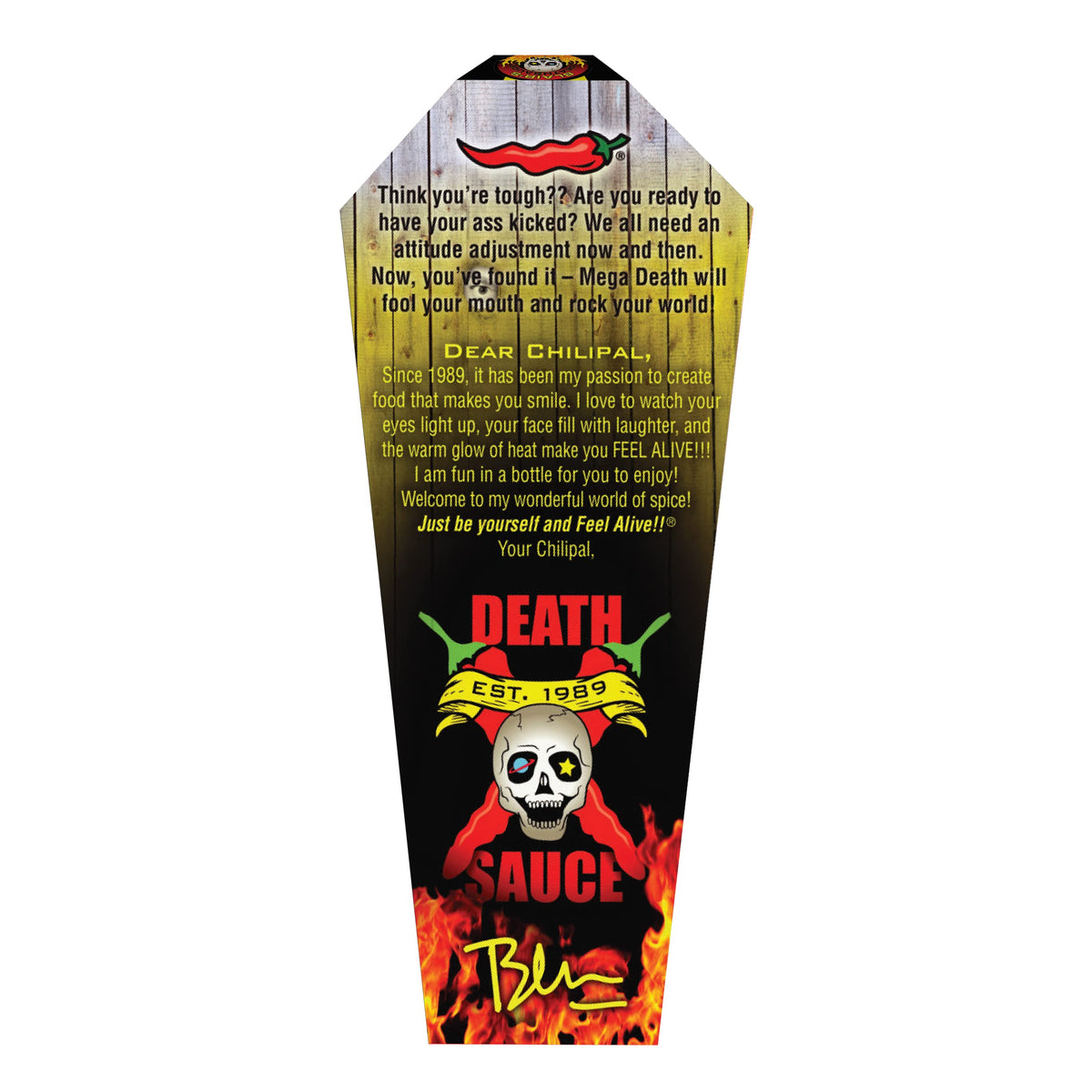 Blair's Mega Death coffin box display conveys gift-ready intensity and drama.