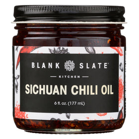 Blank Slate Kitchen Sichuan chili oil bottle pour showcasing bold authentic flavor