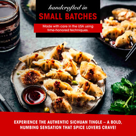 Blank Slate Kitchen Sichuan chili oil on dumplings adds heat