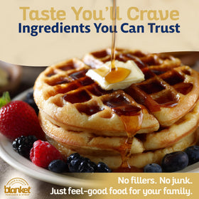 Blanket Pancakes & Syrup family brunch scene with clean ingredients