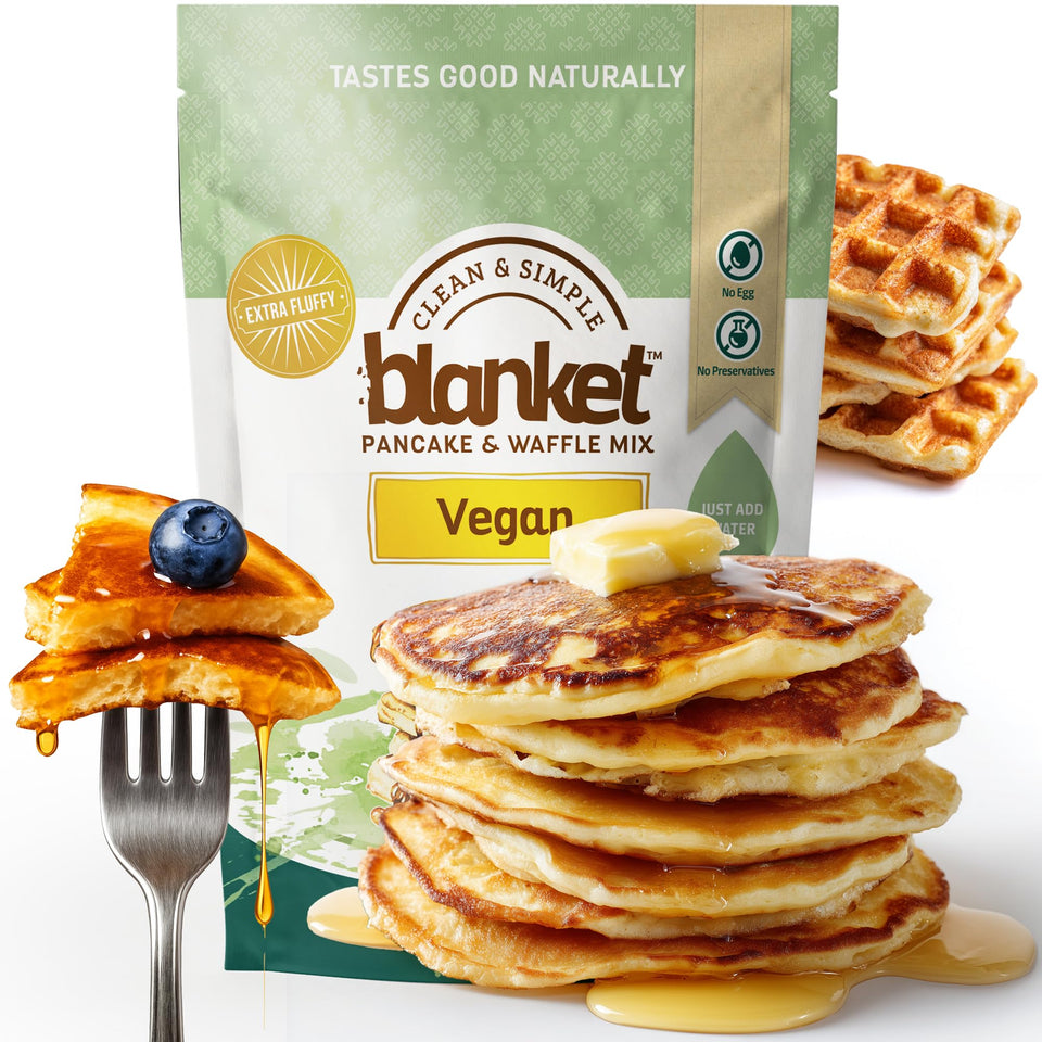 Blanket Pancakes & Syrup fluffy vegan pancakes ready for a quick breakfast
