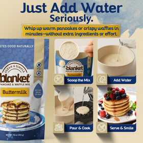 Blanket Pancakes & Syrup pour shows maple-like vegan topping options