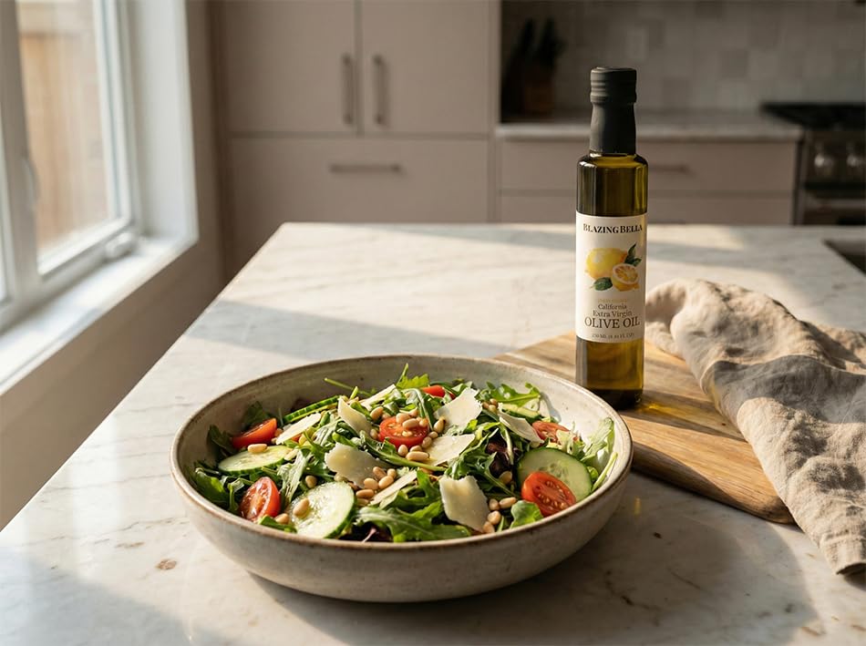 Blazing Bella label closeup shows fresh citrus aroma ideal for salads