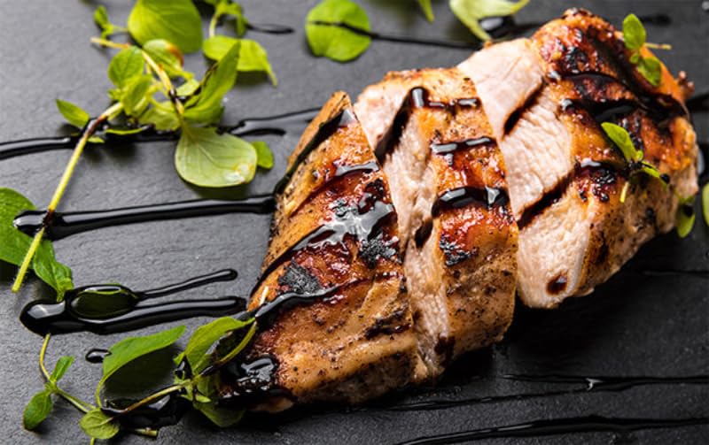 Salad dressing application with Blazing Bella balsamic drizzle