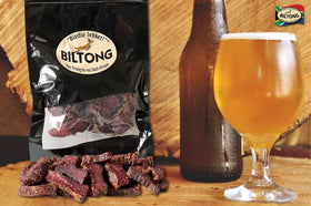 Bledie Lekker Biltong Chunks packaged on a store shelf as an authentic South African snack