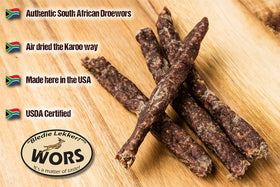 Bledie Lekker on-trail droewors, ideal for hiking or camping.