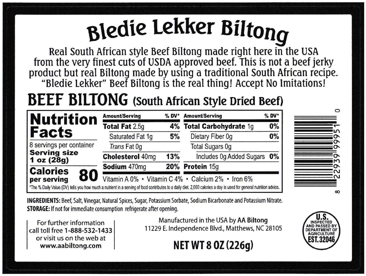 Bledie Lekker South African style biltong slices