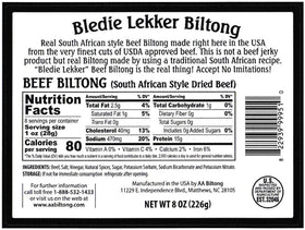 Bledie Lekker South African style biltong slices