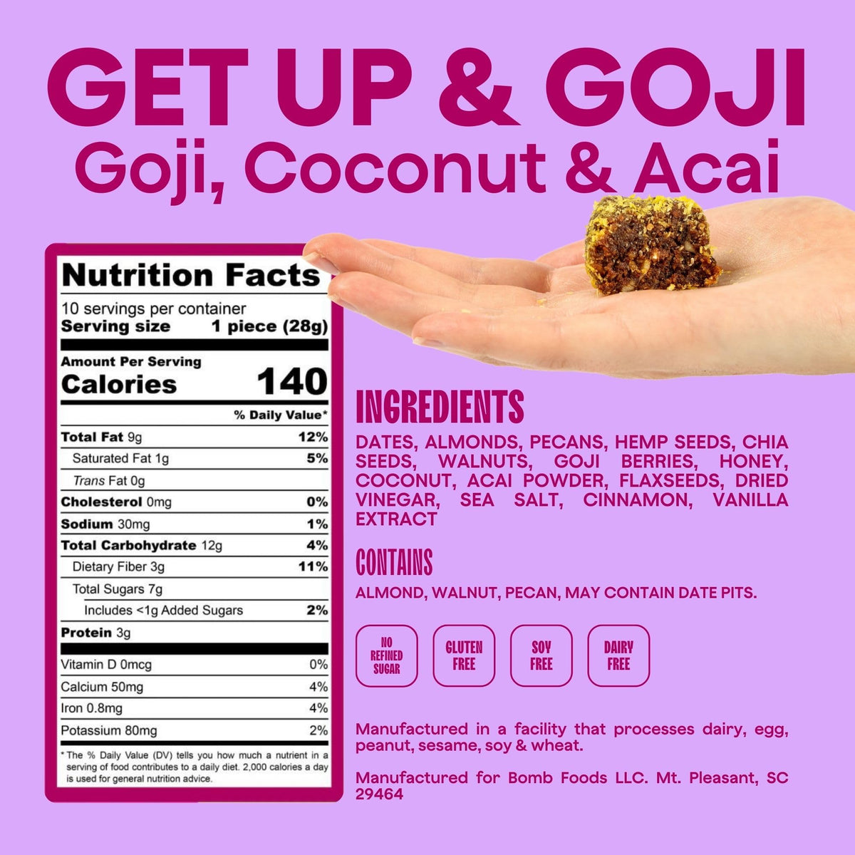 Nutrition panel on box showcases 140 calories and 3g protein