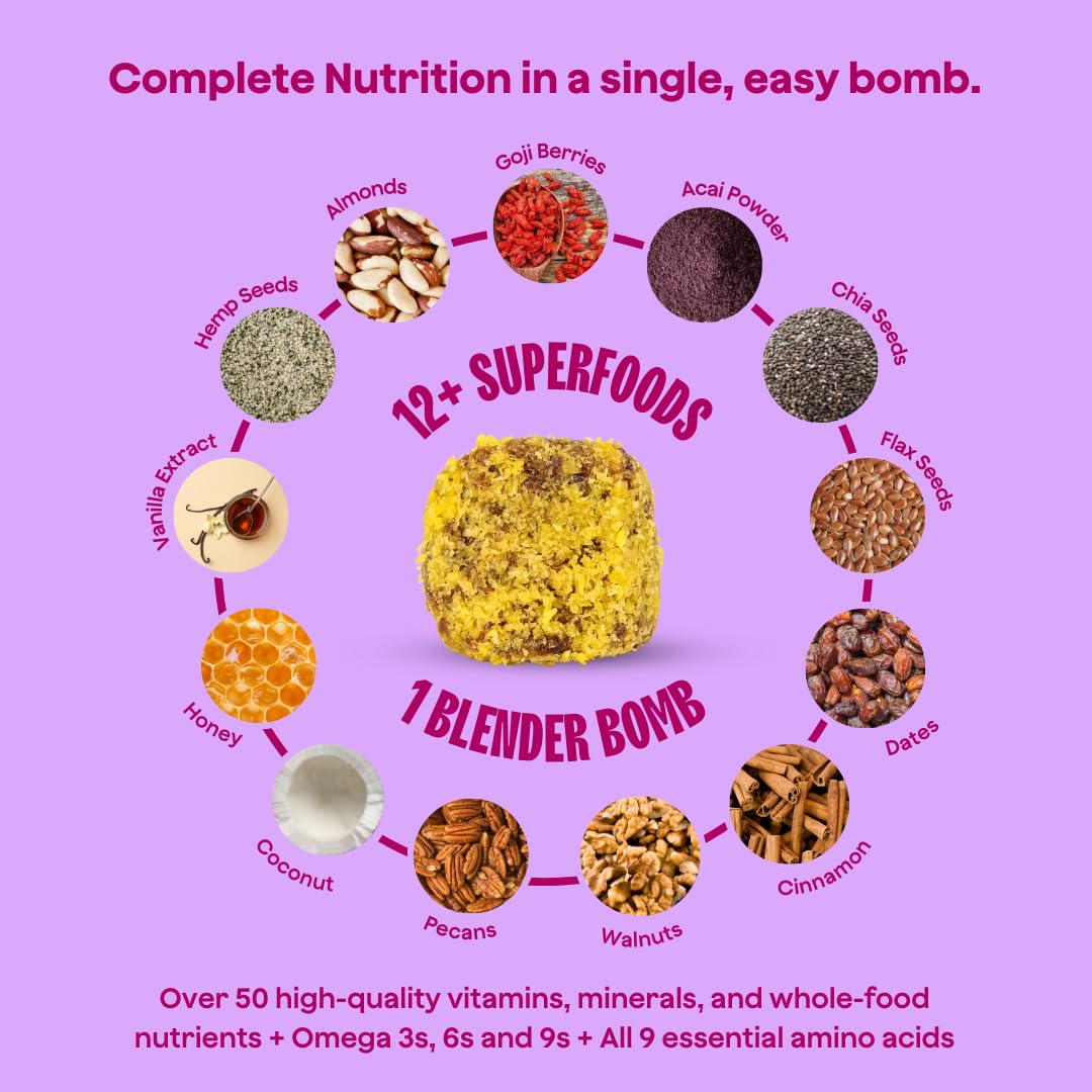 Smoothie in progress with Blender Bombs Get Up & Goji boosts fullness