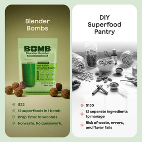 Glow Getter into-blender shot conveys quick nutritious blends.