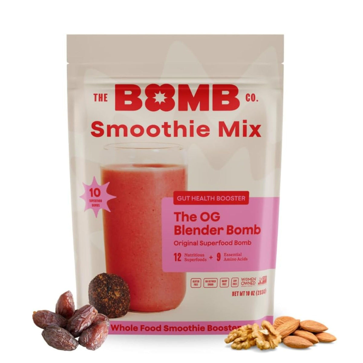 Blender Bombs OG ingredients close-up featuring nutrient-rich seeds for smoothies