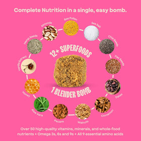 The Bomb Co. OG bomb plant-based ingredients highlighted for smoothies