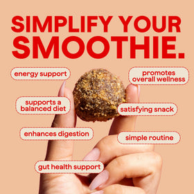 Blender Bombs Peanut Butter Blast blended with fruits, creamy texture and antioxidant-rich mix.