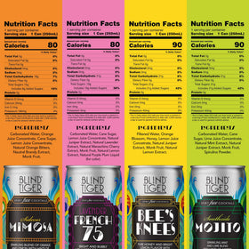 Blind Tiger front-label cans highlighting brand design and clear ingredients.
