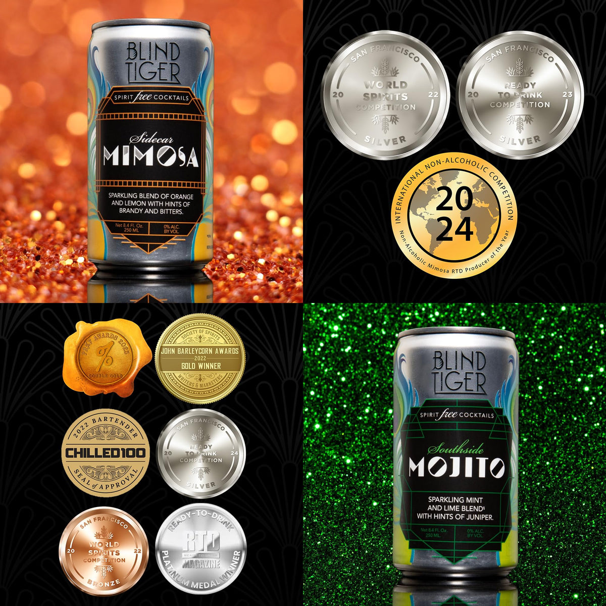 Blind Tiger mixology-ready cans inviting creative at-home crafting.