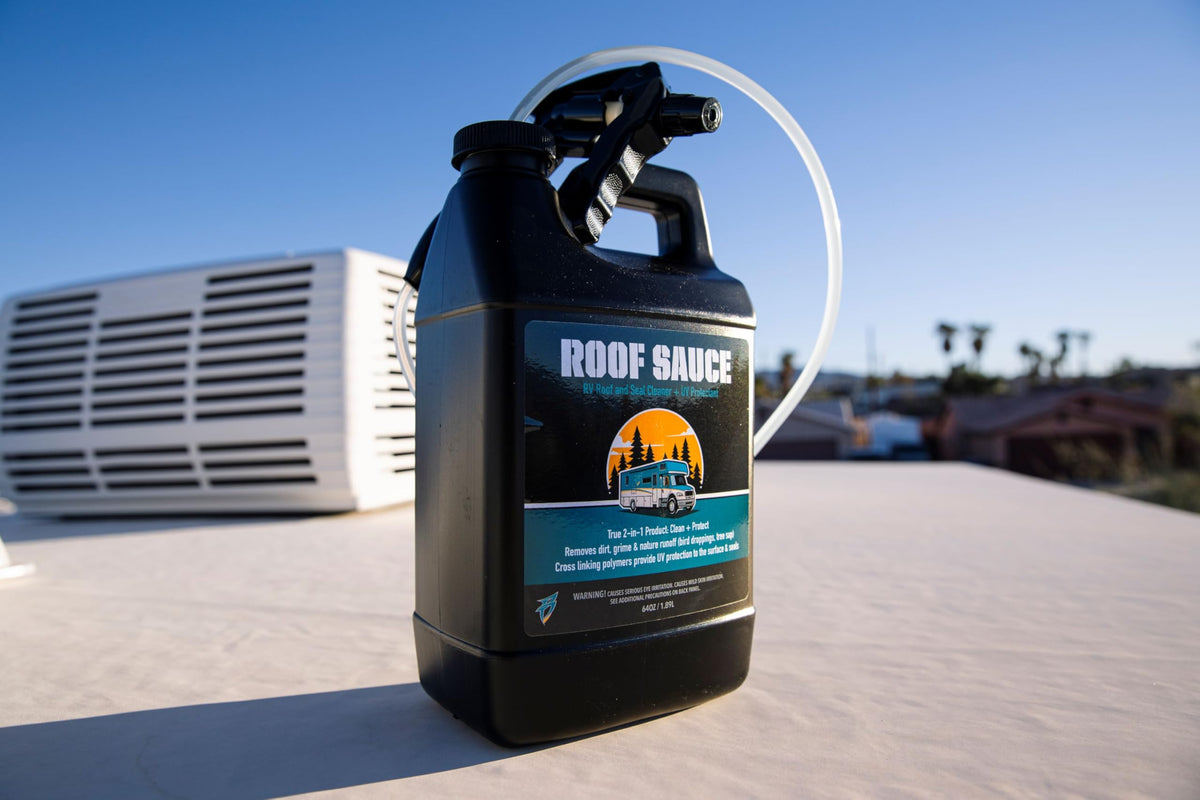 Bling Sauce Roof Sauce UV protection at work on sunlit RV roof.