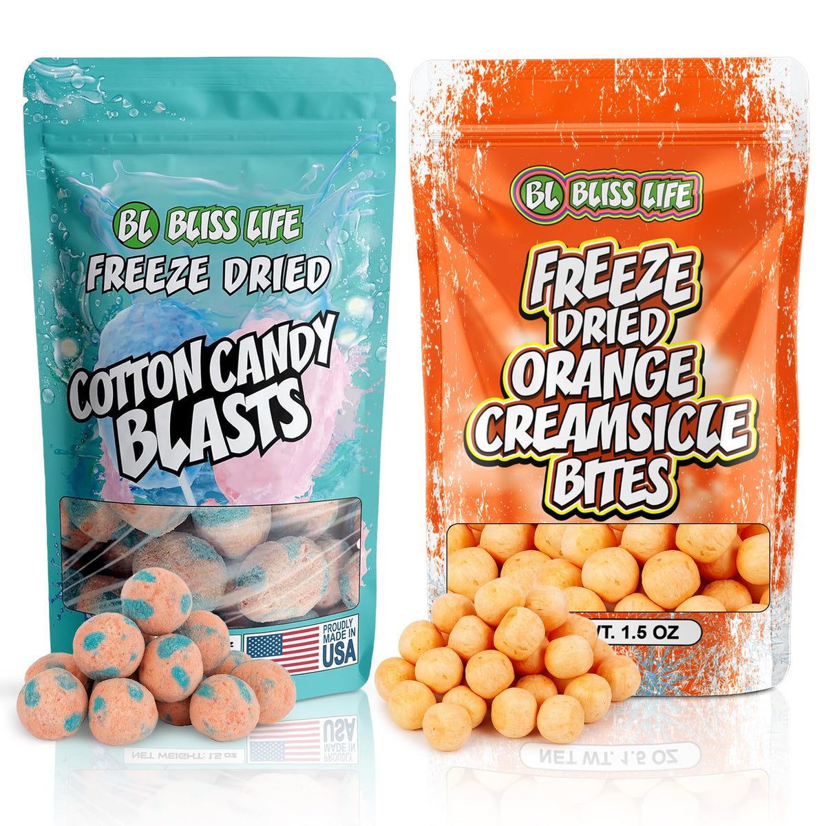 Bliss Life Candy Blasts cotton candy pack shows fluffy texture and bold flavor