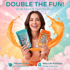 Bliss Life Candy Blasts texture closeup highlights crisp freeze-dried crunch