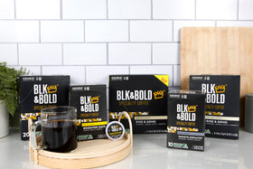 BLK & Bold Smoove Operator dark roast label on packaging.