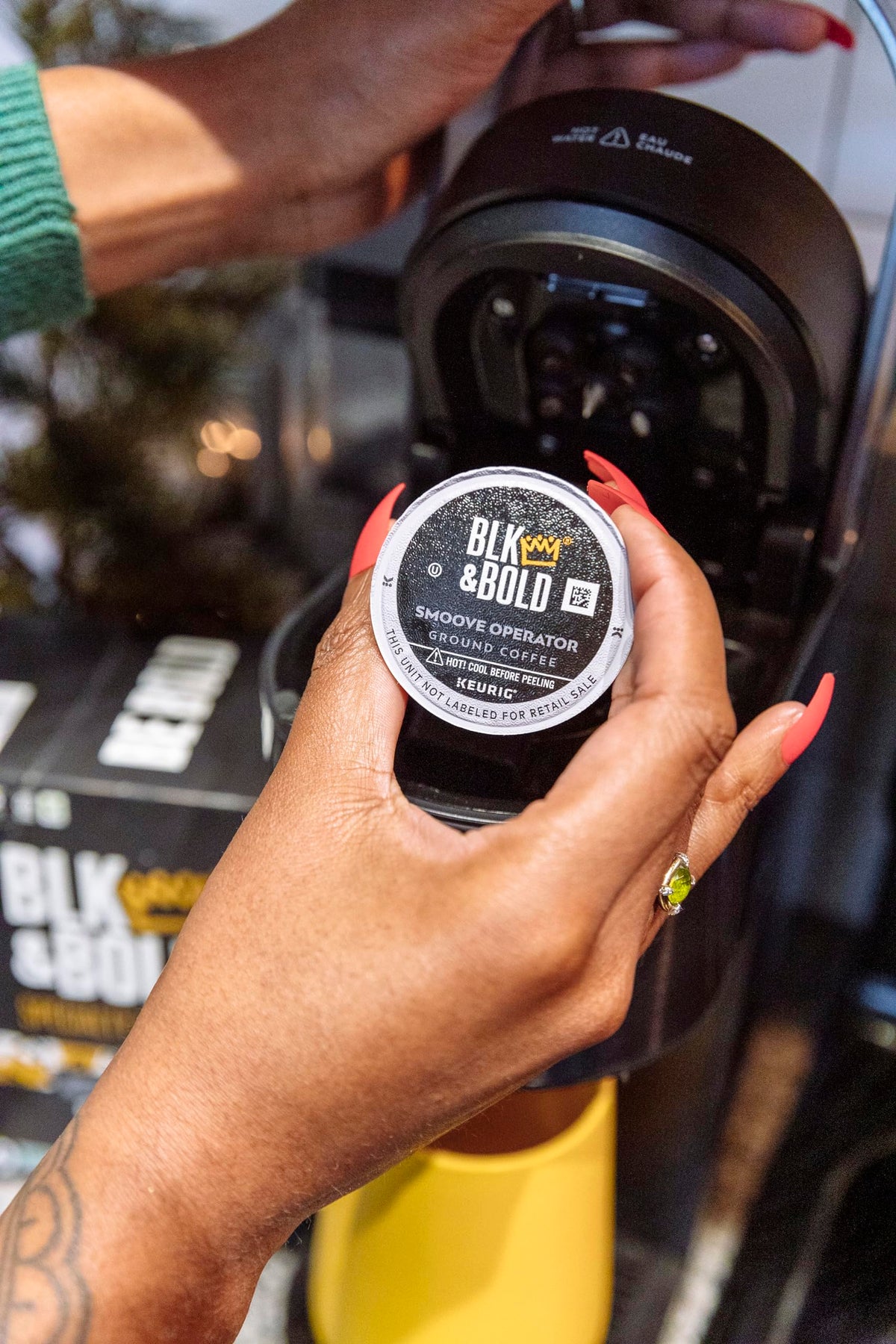 BLK & Bold Smoove Operator aroma-steam over a dark roast.